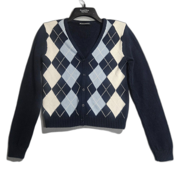 Brandy Melville Argile Cardigan Sweater Blue Academic School Preppy - Picture 2 of 9